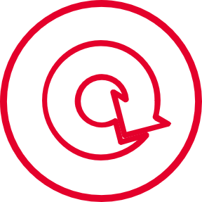 a red circle with a black background