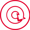 a red circle with a black background