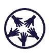 Un grupo de manos en círculo