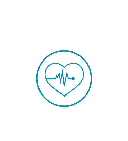 un cœur bleu avec une ligne de pouls dans un cercle