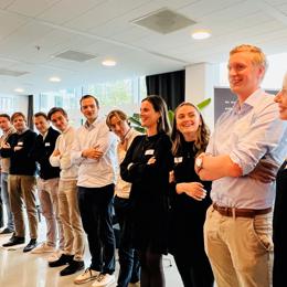 a group of people standing in a line