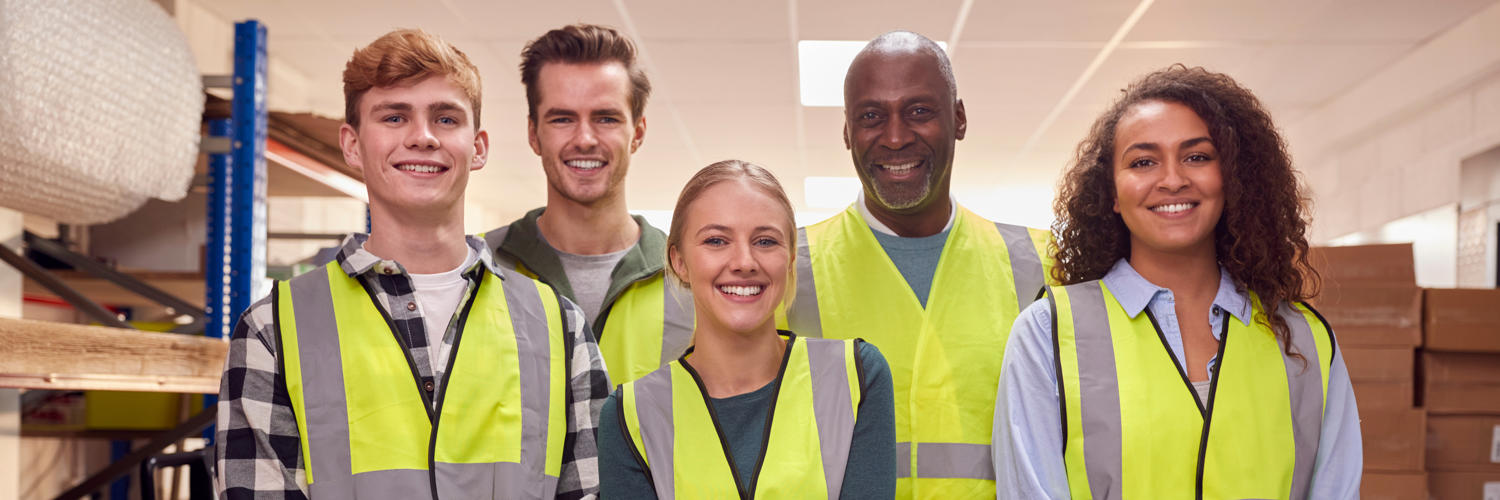 a group of people wearing reflective vests