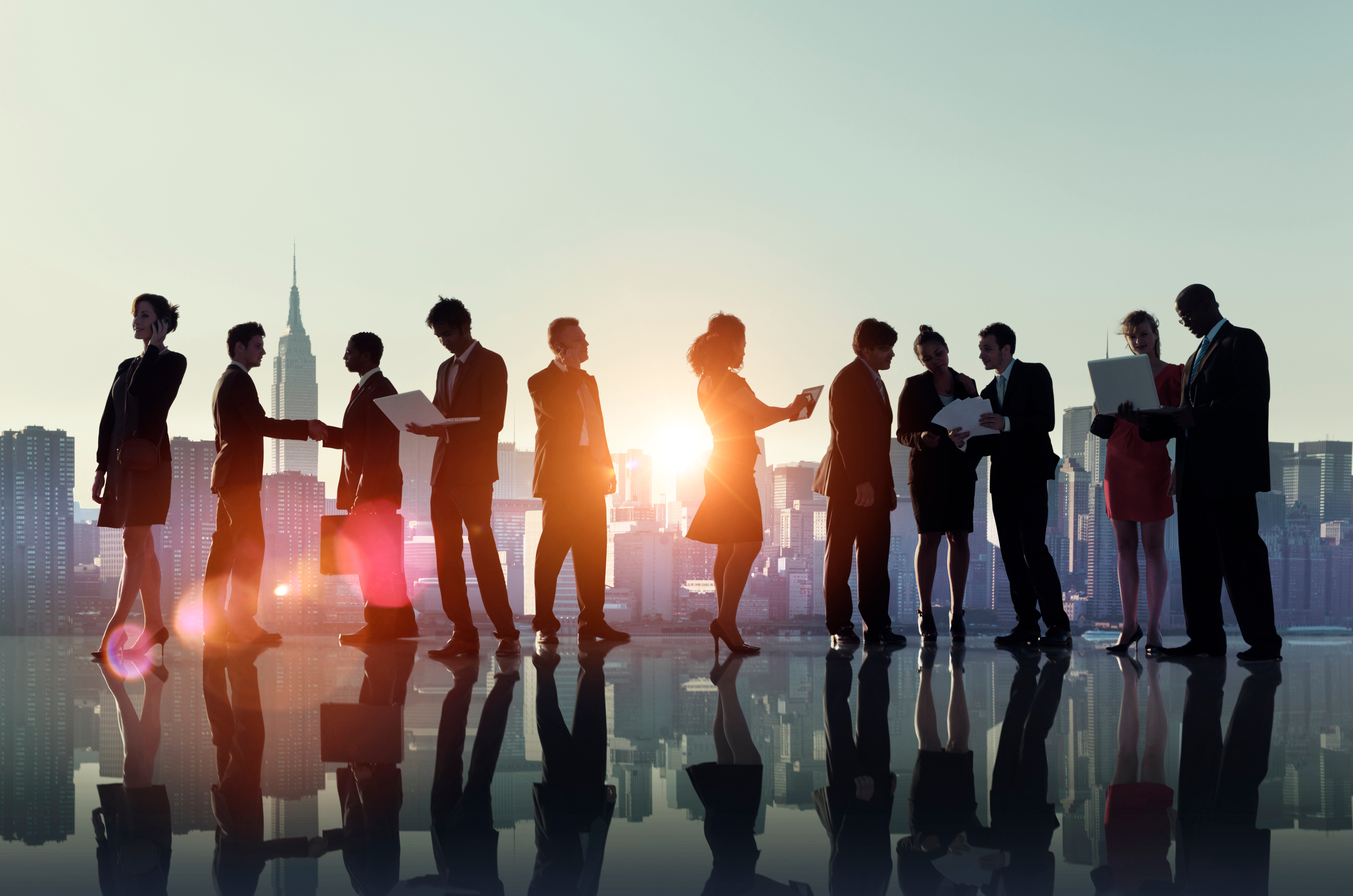 a group of people standing in a line