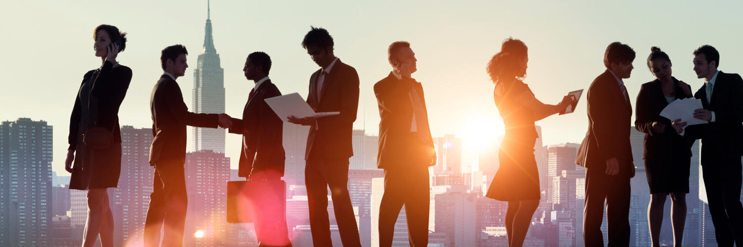 a group of people standing in a line