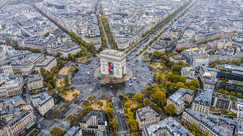 an aerial view of a large city