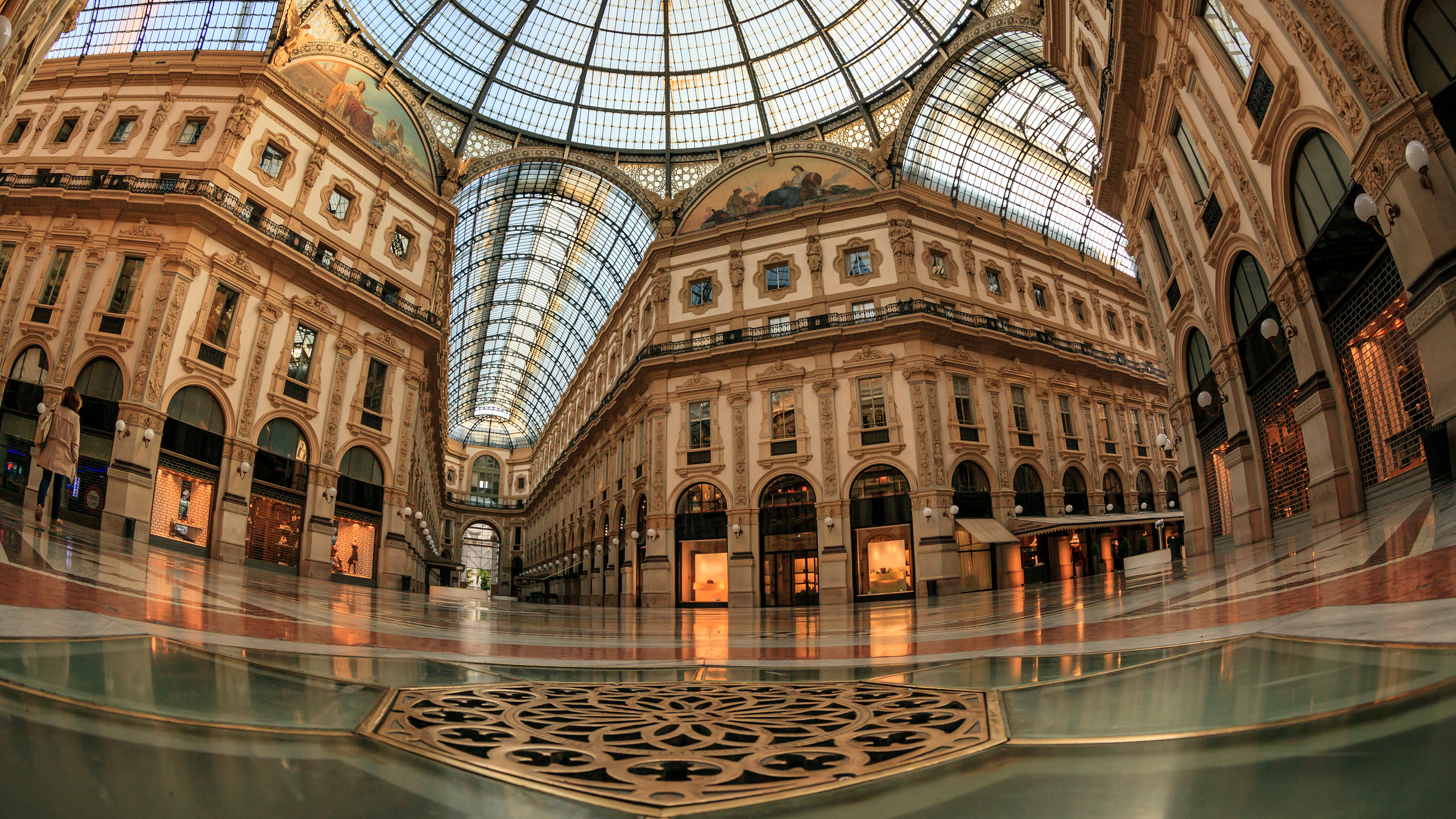a glass ceiling of a building
