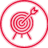 a red circle with a dart in the center