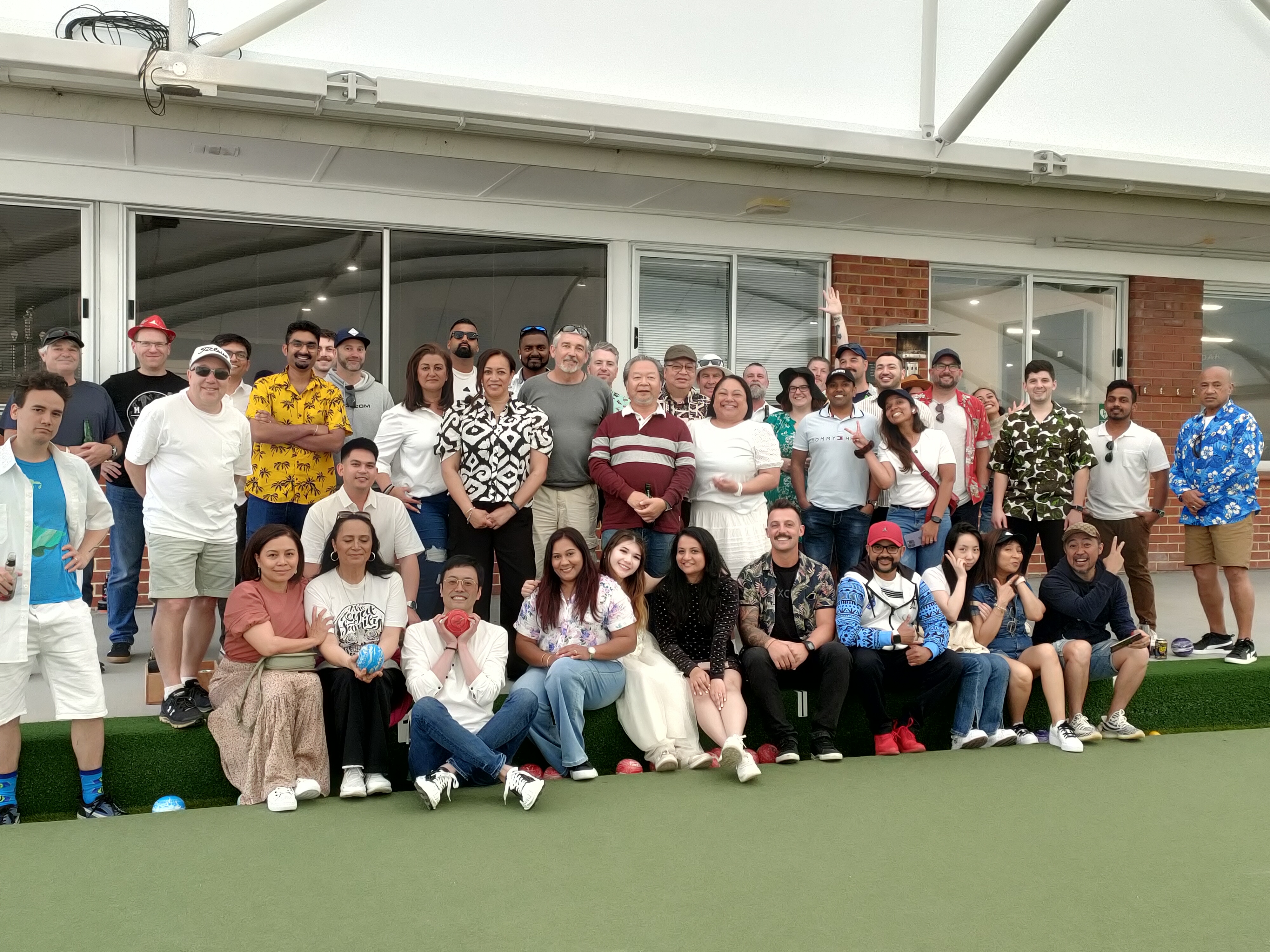 a group of people posing for a photo