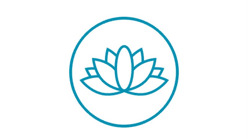 Un logotipo azul y blanco